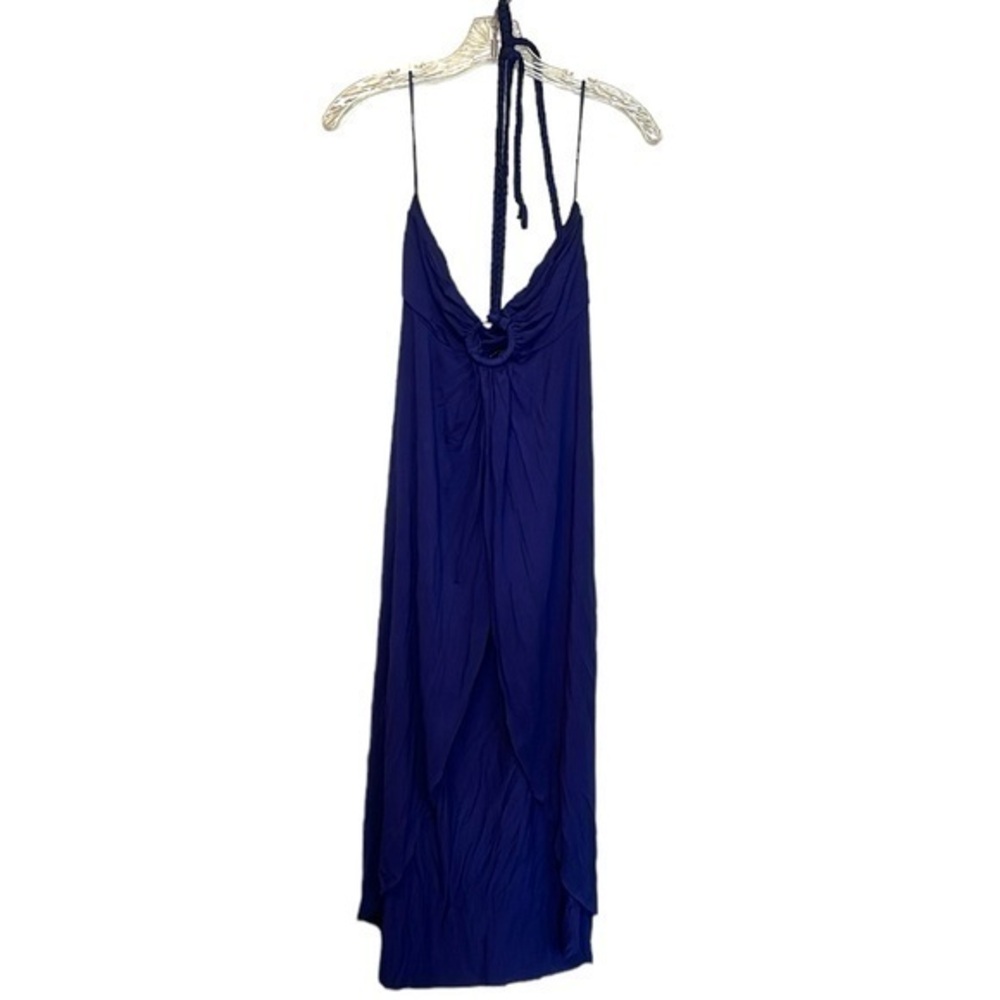 BCBG Cover Up Halter Tie Open Front Dress Style Purple Womens Size Large